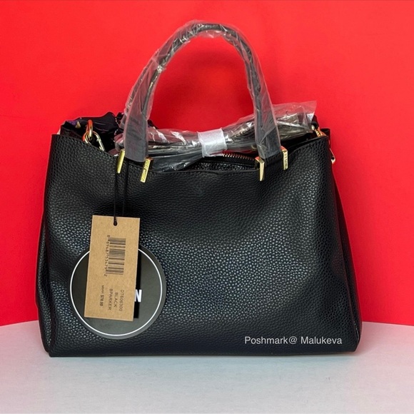 3pcs! Steve Madden Bparker Crossbody Purse Handbag color Black with Twilly scarf - Picture 3 of 14